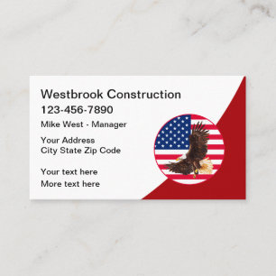 Cartes de visite patriotiques de services de const
