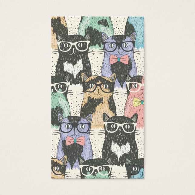 Cartes De Visite Patters de Cute Hipster Cats (Devant)