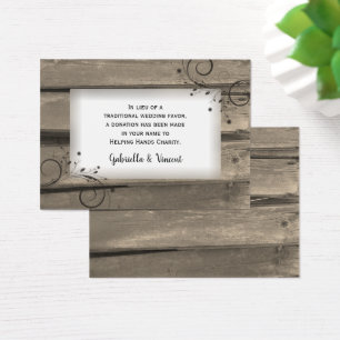 Cartes De Visite Pays Grange Fleurs de bois Mariage Charité Favoris