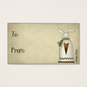 Cartes De Visite Pays Primitive Bunny Design Tags cadeaux