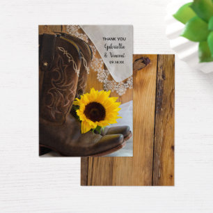 Cartes De Visite Pays Sunflower Dentelle Occidentale Mariage Faveur