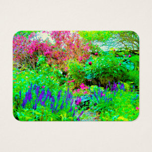 Cartes De Visite Paysage du jardin de printemps vert avec pivoines