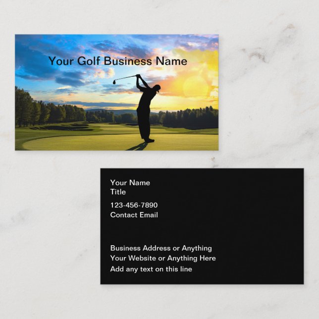 Cartes de visite paysagères de golf  (Devant / Derrière)