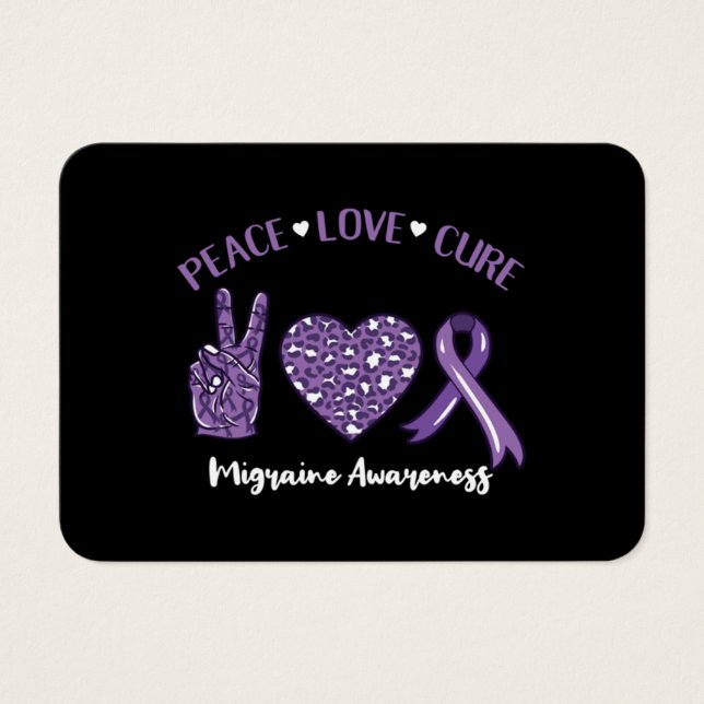 Cartes De Visite Peace Love Cure Migraine Awareness Ruban (Devant)