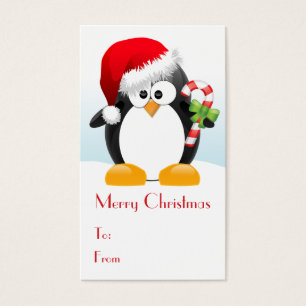 Cartes De Visite Penguin de Noël avec Sucre de canne étiquettes cad