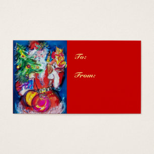 CARTES DE VISITE PÈRE NOËL AVEC ARBRE DE NOËL ET CADEAUX