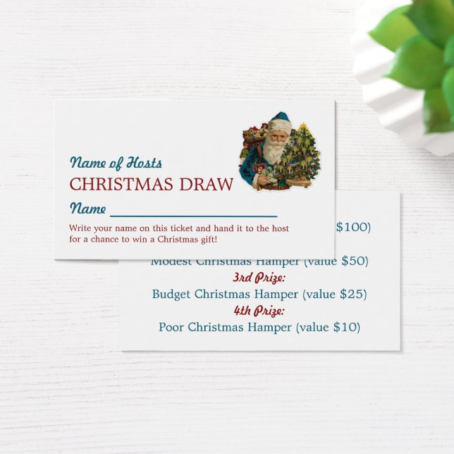 Cartes De Visite Père Noël Bleue, Billets de raffle de Noël (Bureau)