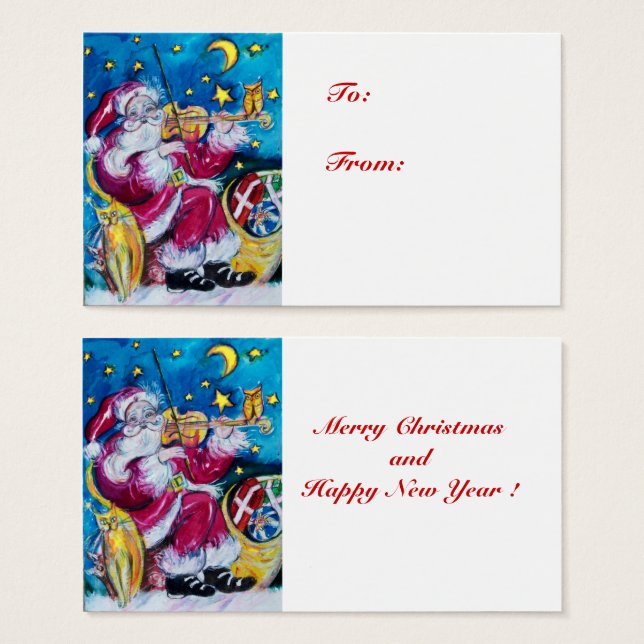 Cartes De Visite PÈRE NOËL INSPIRÉE / Soirée de Noël musicale (Devant & derrière)