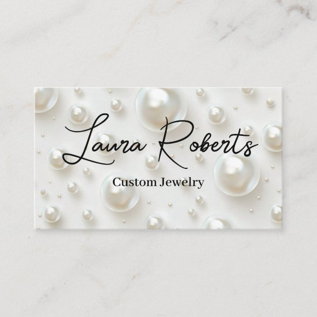 Cartes de visite Perles Blanches (Devant)