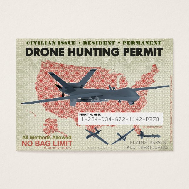 Cartes De Visite Permis de chasse aux drones (Devant)
