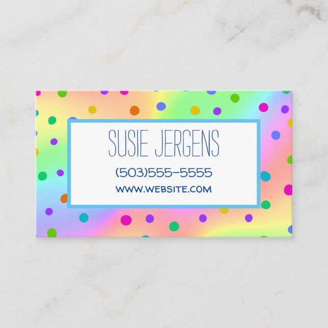 Cartes de visite personnalisables Rainbow Polka Do (Devant)