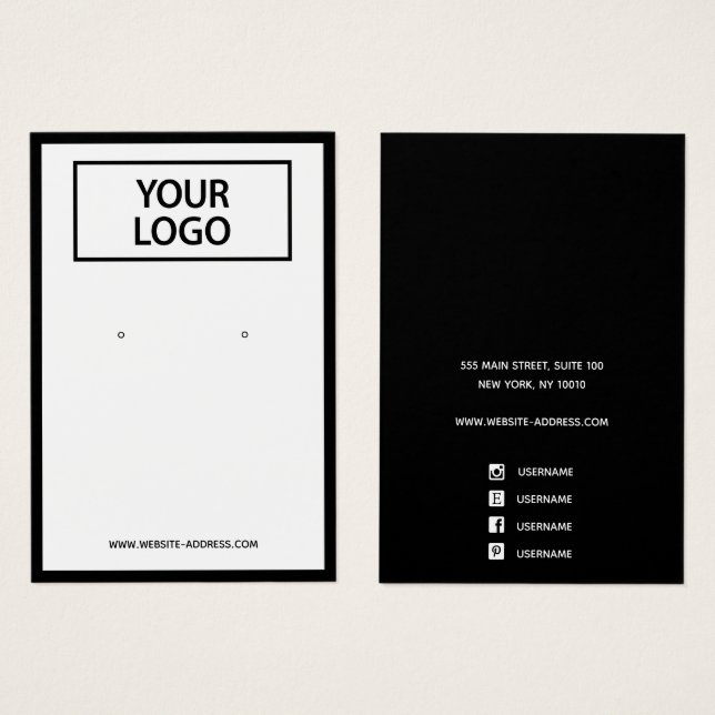 Cartes De Visite Personnalisé Ajouter Logo Écran de bijoux à oreill (Devant & derrière)