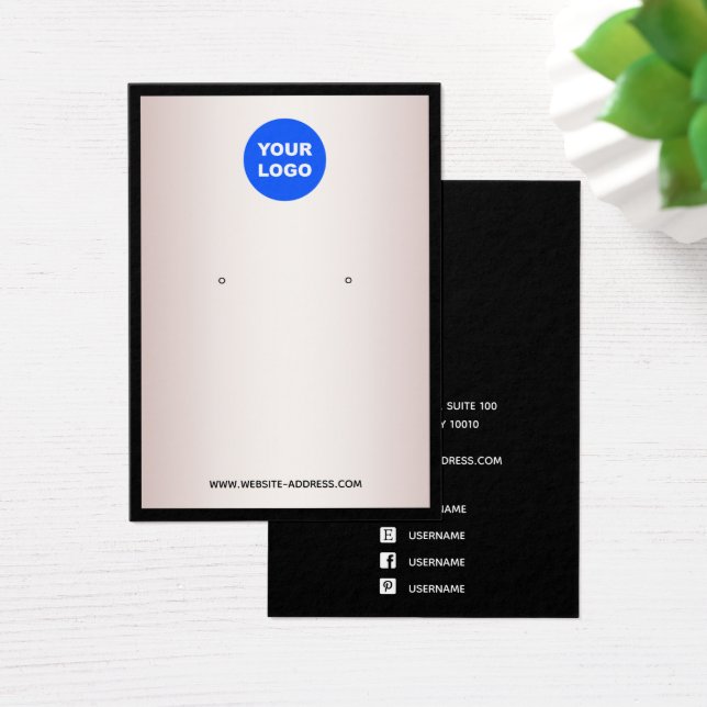 Cartes De Visite Personnalisé Ajouter Logo Rose Gold Écouter Bijoux (Bureau)