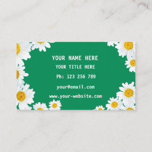 Cartes de visite personnalisées avec des marguerit
