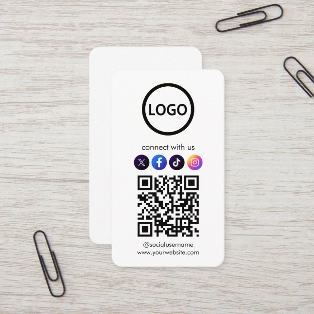 Cartes de visite personnalisées, Code QR professio (Devant/Arrière en situation)