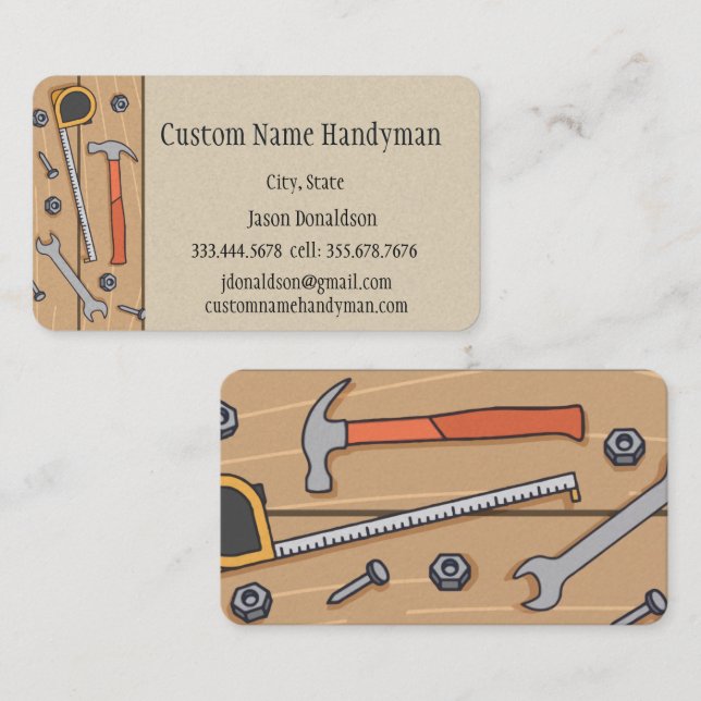 Cartes de visite personnalisés Handyman (Devant / Derrière)