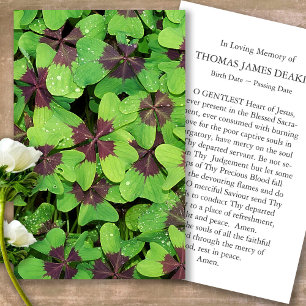 Cartes De Visite Perte funéraire Clover Memorial Prière Sympathy Ca