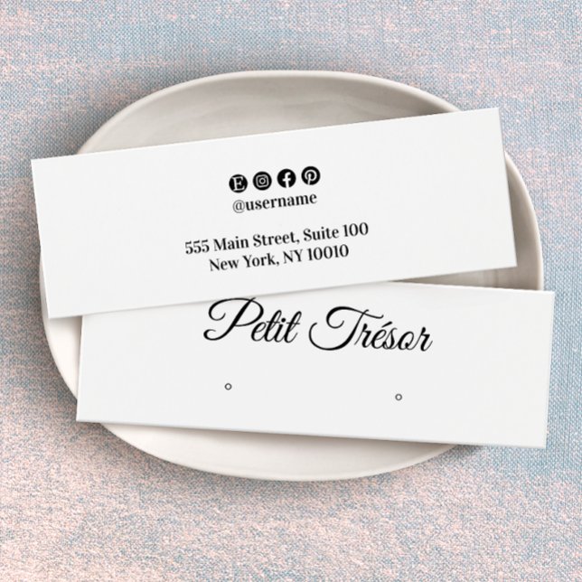 Cartes De Visite Petit écran d'oreille de script blanc (Créateur téléchargé)