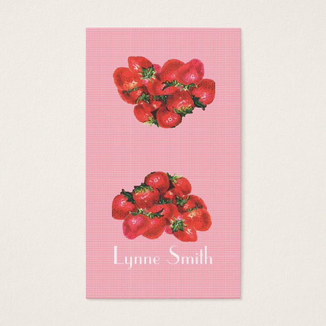 Cartes De Visite Petit Signet de fraises - ajoutez votre propre aim (Devant)