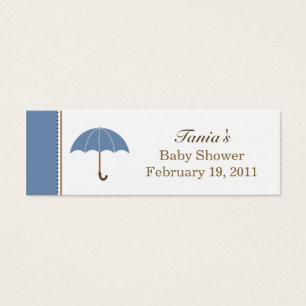 Cartes De Visite Petite étiquette bleu parapluie