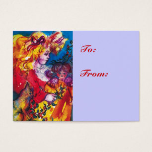 Cartes De Visite PETITE FILLE, CHAT, JOLIE DOLL cadeau de Noël bleu