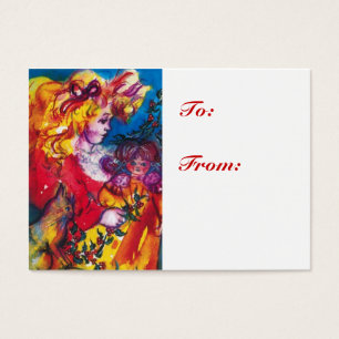 Cartes De Visite PETITE FILLE, CHAT, JOLIE DOLL Rouge Blanc Noël