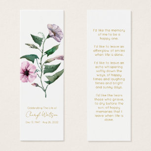 Cartes De Visite Pétunia Signet Mémorial Funéraire Simple Mini