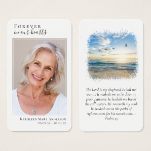 Cartes De Visite Photo Beach Memorial Prayer Card