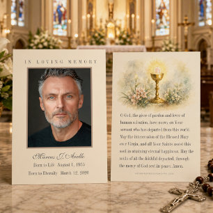 Cartes De Visite Photo de prière mémorielle funéraire catholique
