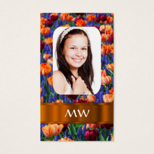 Cartes De Visite Photo personnalisée de tulipe orange