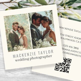 Cartes De Visite Photographe de Mariage 2 Photo Code QR Personnalis