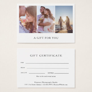 Cartes De Visite Photographie moderne Collage Certificat cadeau pho
