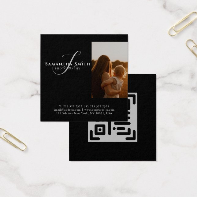 Cartes De Visite Photographie moderne professionnelle noir et blanc (Bureau)