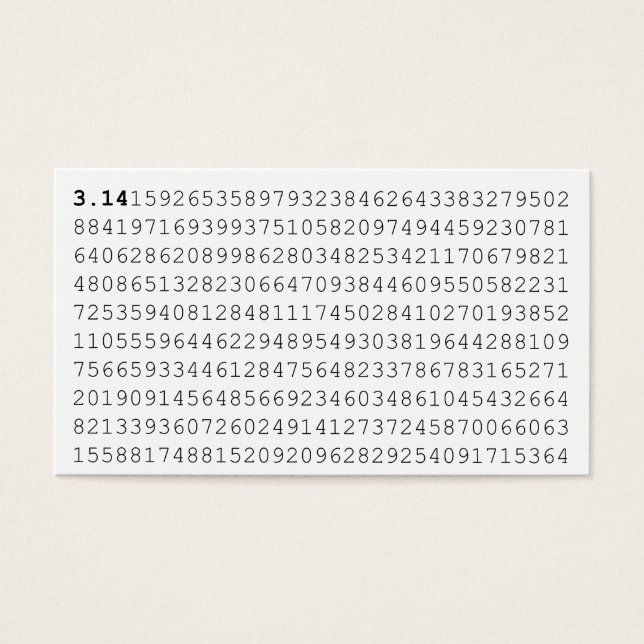 Cartes De Visite Pi Fête 3,14 Pi Day (Devant)