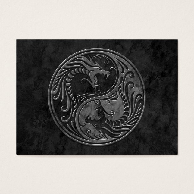 Cartes De Visite Pierre foncée Yin Yang Dragons (Devant)