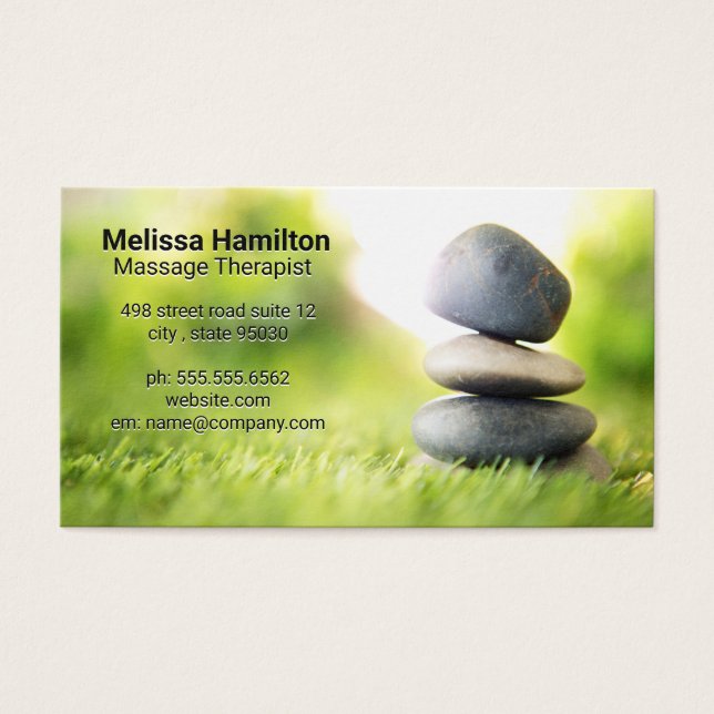 Cartes De Visite Pierres empilées en herbe (Devant)