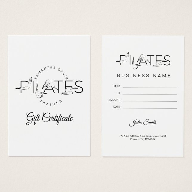 Cartes De Visite Pilates Pots dans Pilates Word (Devant & derrière)