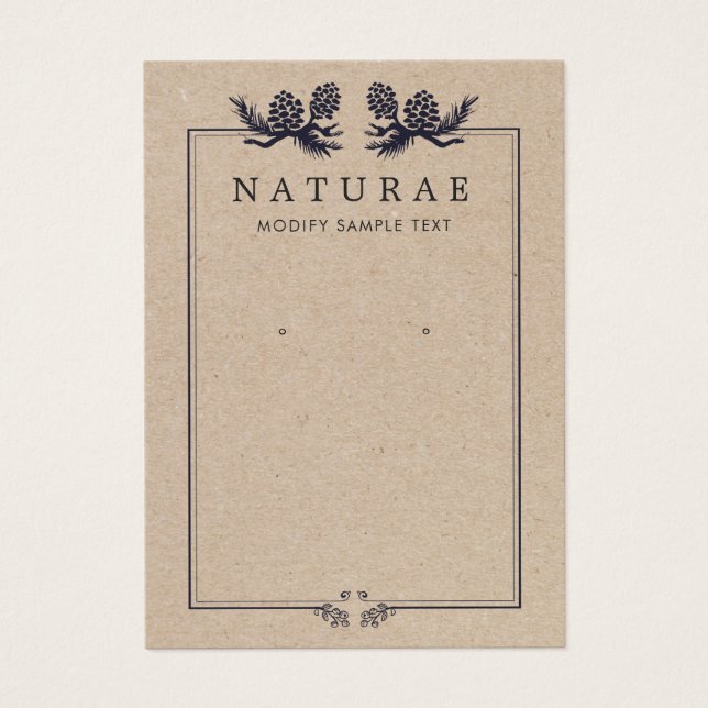 Cartes De Visite Pinceaux Rustiques Kraft Pine Elevant Bijoux (Devant)