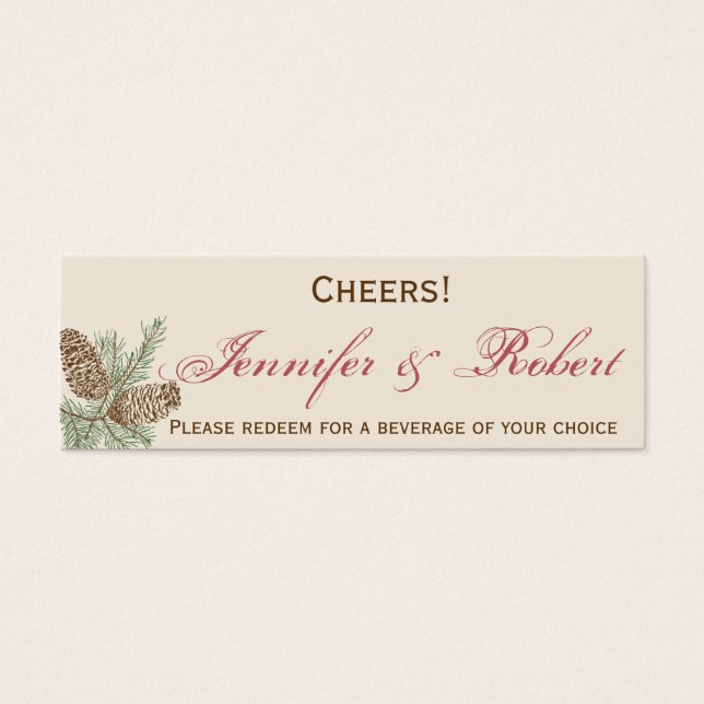 Cartes De Visite Pine Cone Nature sur Crème Boire billet (Devant)