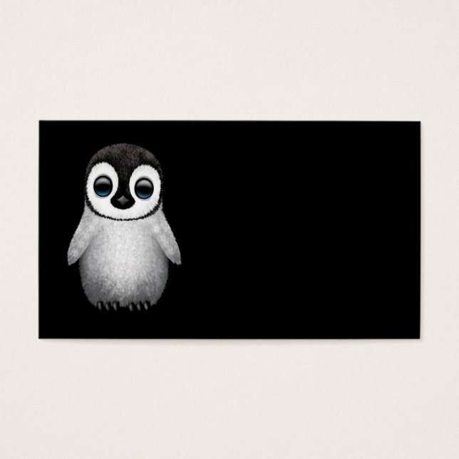 Cartes De Visite Pingouin bébé mignon sur noir (Devant)