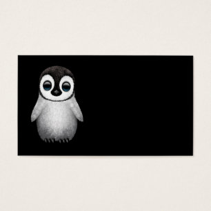 Cartes De Visite Pingouin mignon de bébé sur le noir