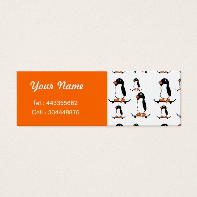 Cartes De Visite Pingouins de planche à roulettes (Devant)