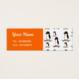 Cartes De Visite Pingouins faisants de la planche à roulettes
