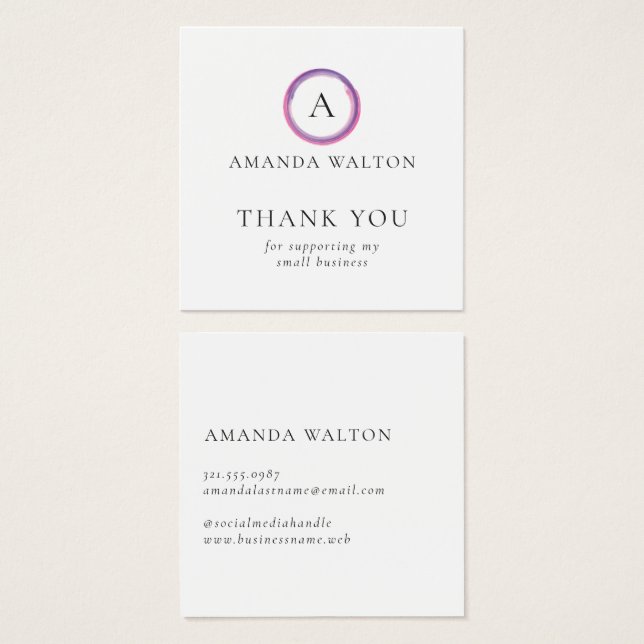 Cartes De Visite Pink and Purple Monogram Modern Package Insert (Devant & derrière)