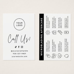 Cartes De Visite Pink Brows Aftercare PMU Brow Instructions Card