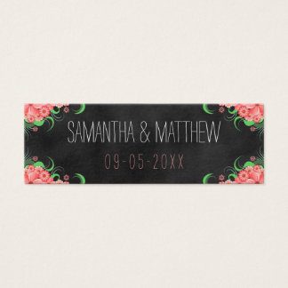 Cartes De Visite Pink Floral Black Chalkboard Wedding Favor Tags