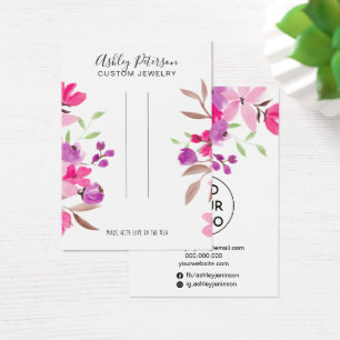 Cartes De Visite Pink floral chic bijoux écran clip