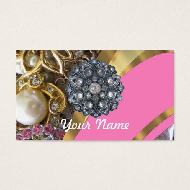 Cartes De Visite Pink & gold bling (Devant)
