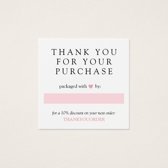 Cartes De Visite Pink Heart Thank (Devant)