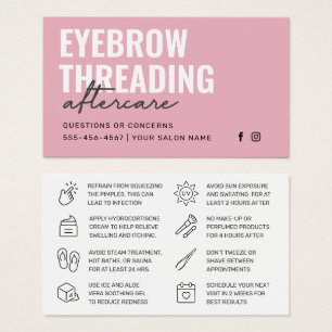Cartes De Visite Pink moderne Simple Eyebrow Threading Aftercare